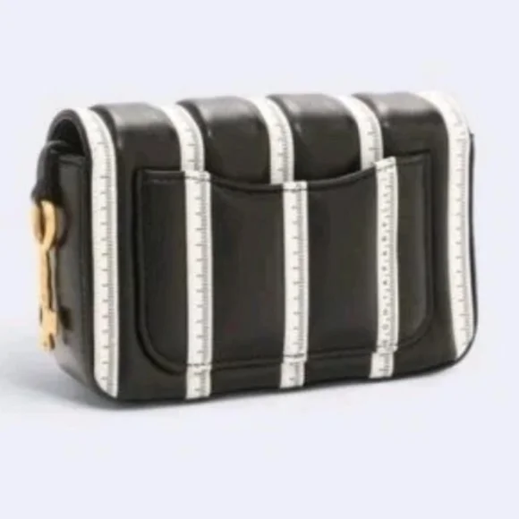 Schiaparelli Black&White Tape Measure motiff Clutch/bag  With Key Charm - Picture 3 of 12